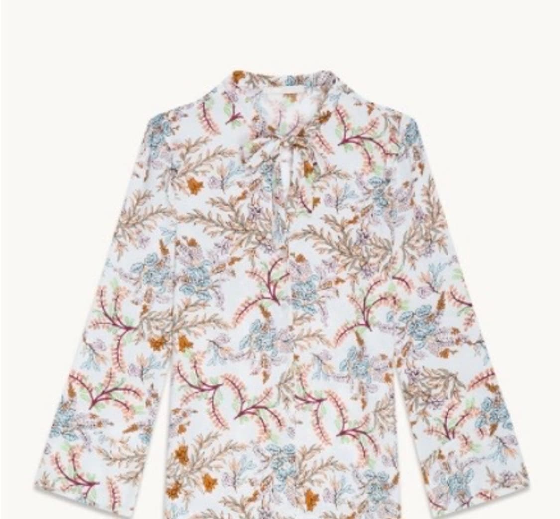 마쥬 maje 플라워 패턴 프린팅 리본 끈 러플 블라우스 셔츠 s 새상품 상품이미지3