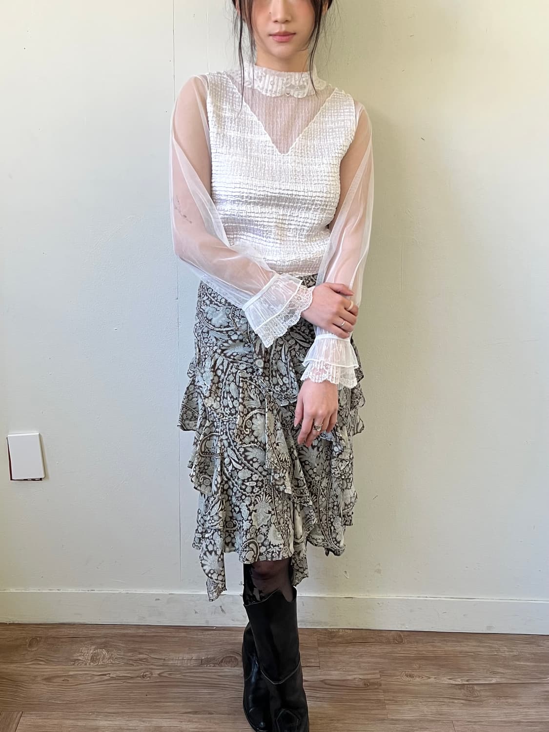 Japan vtg 플리츠 베스트 상품이미지5