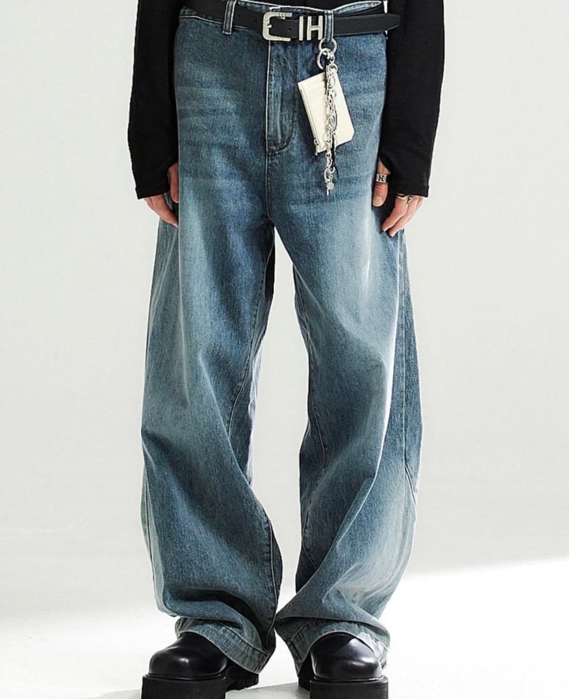 알렌느 와이드핏 데님팬츠 상품이미지1