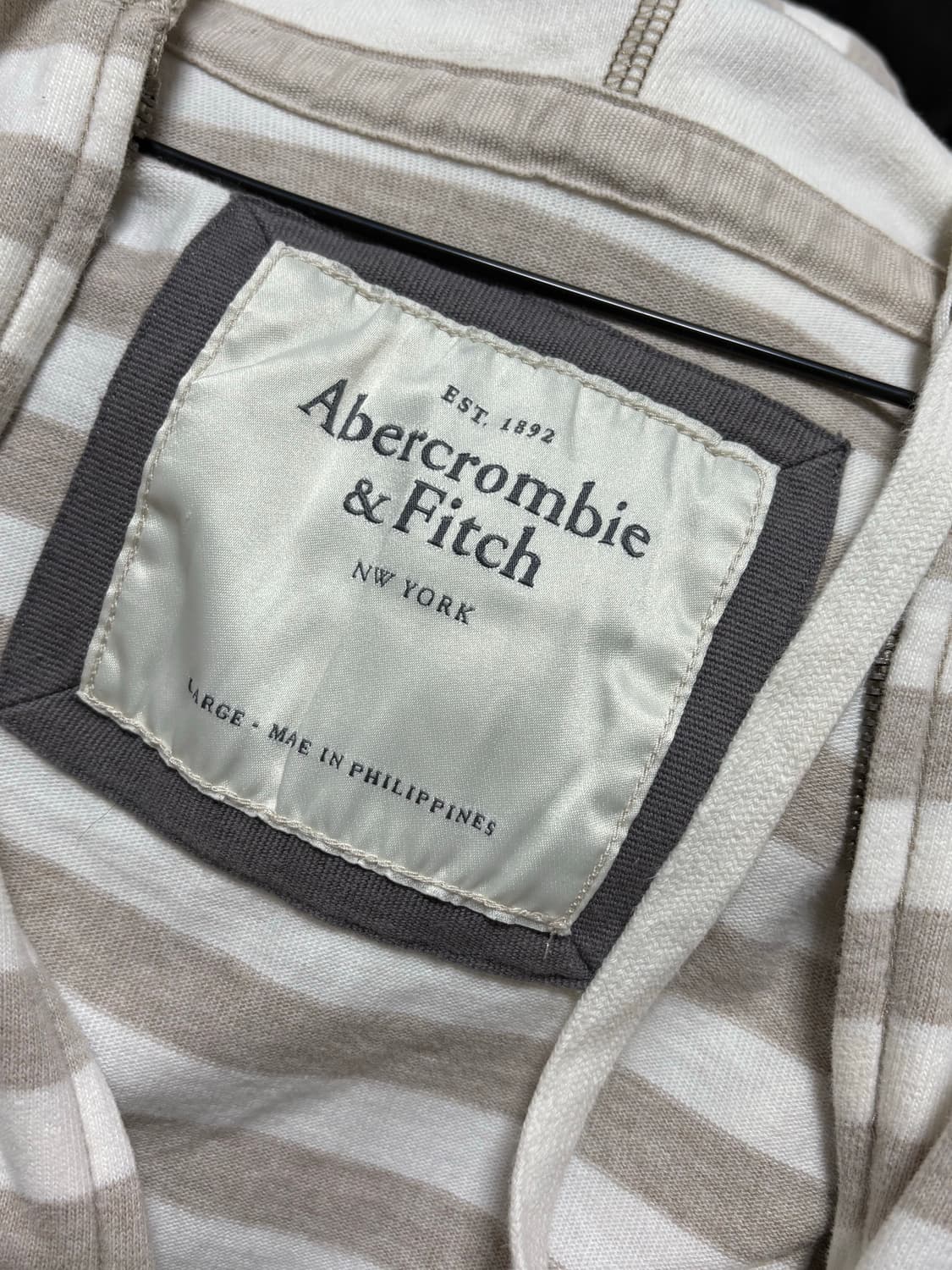 아베크롬비 밀크티 베이지 스트라이프 투지퍼 후드집업 y2k 상품이미지8