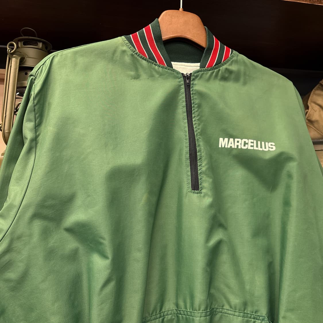 90s 마셀러스 머스탱 클럽 바시티 사틴 반집업 캥거루포켓 N779 상품이미지3