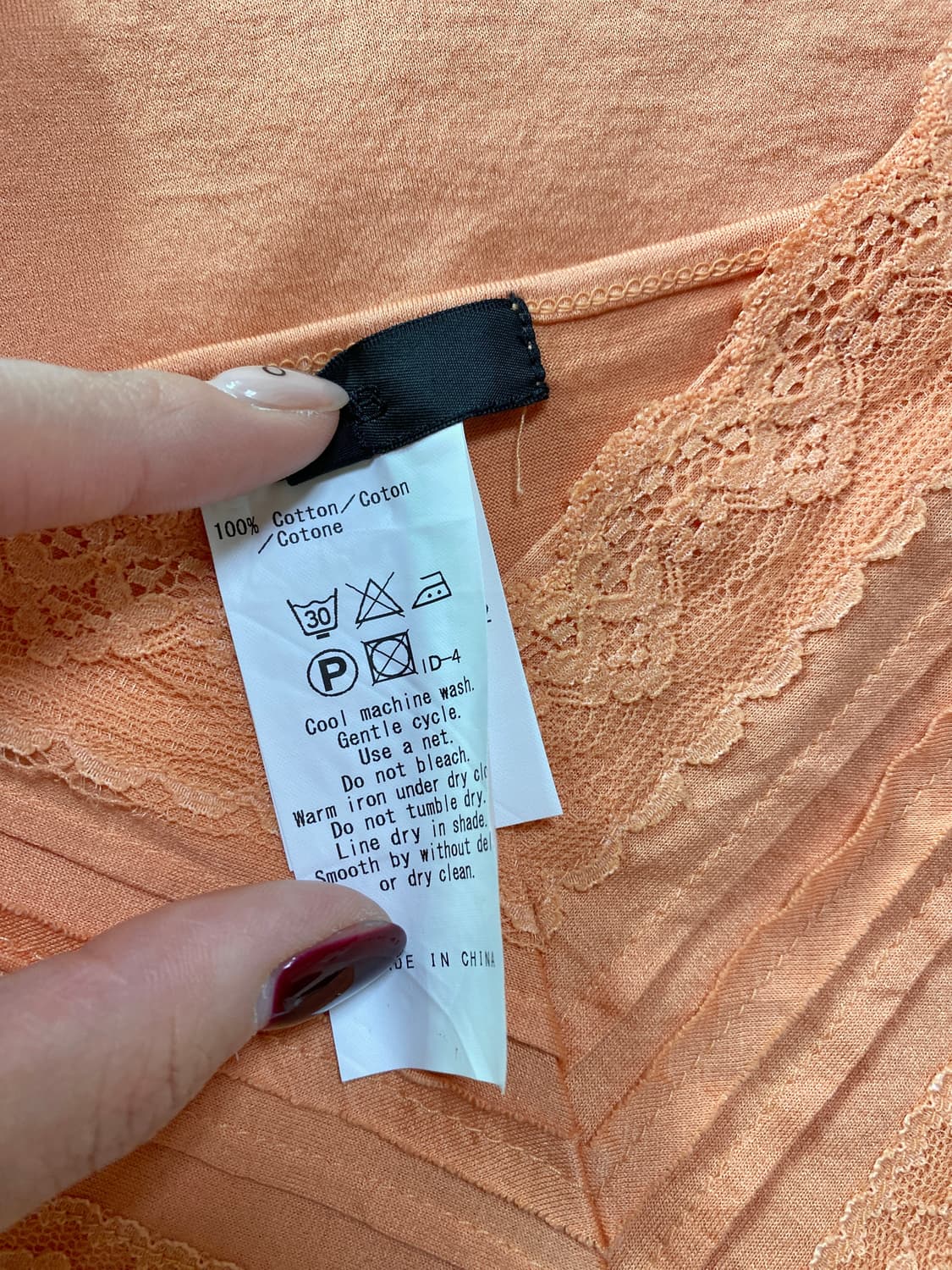 Peach Cotton Lace V-Neck Tank 상품이미지5