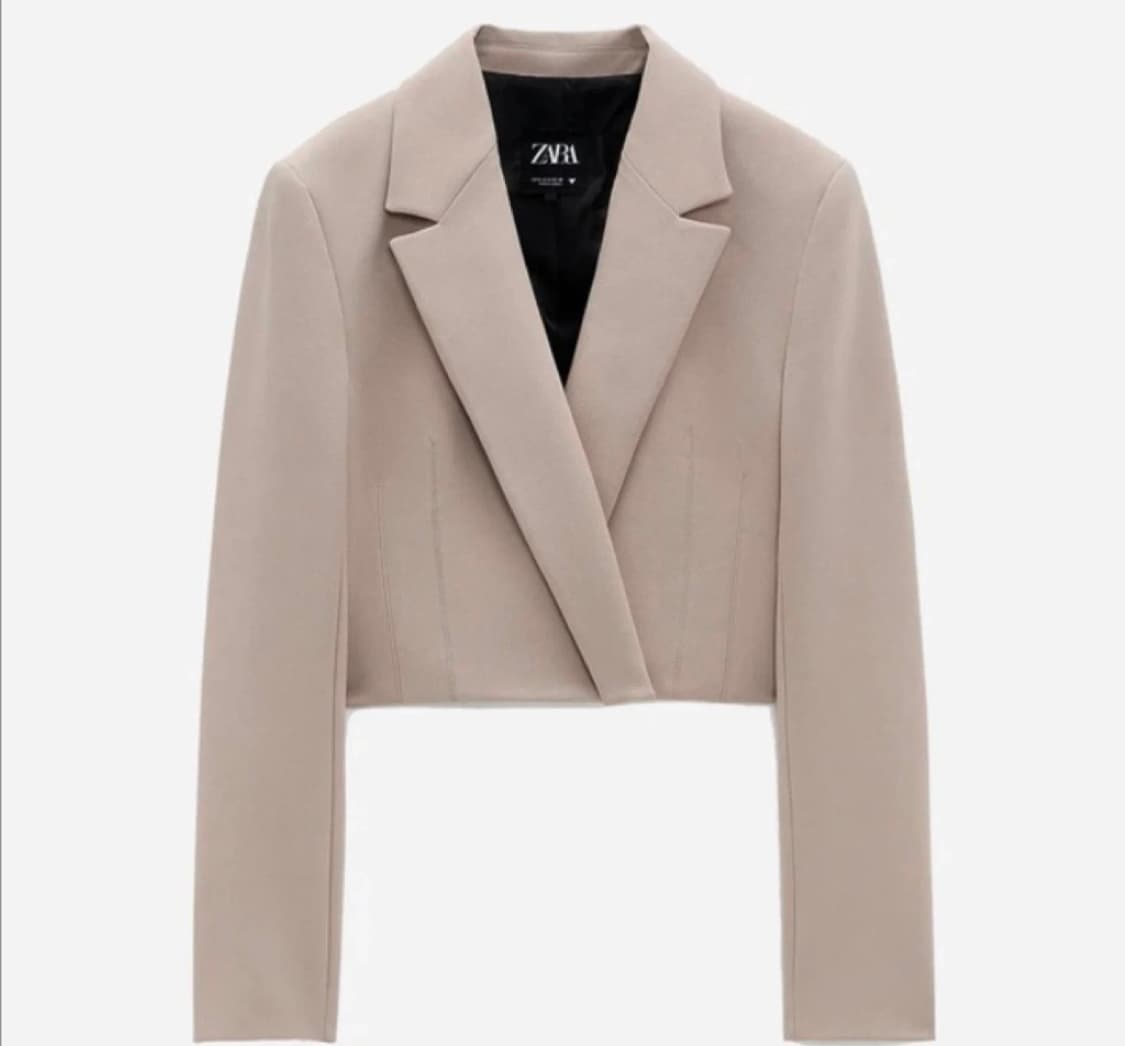 자라 크롭블레이저+치마 셋업 베이지 상품이미지2