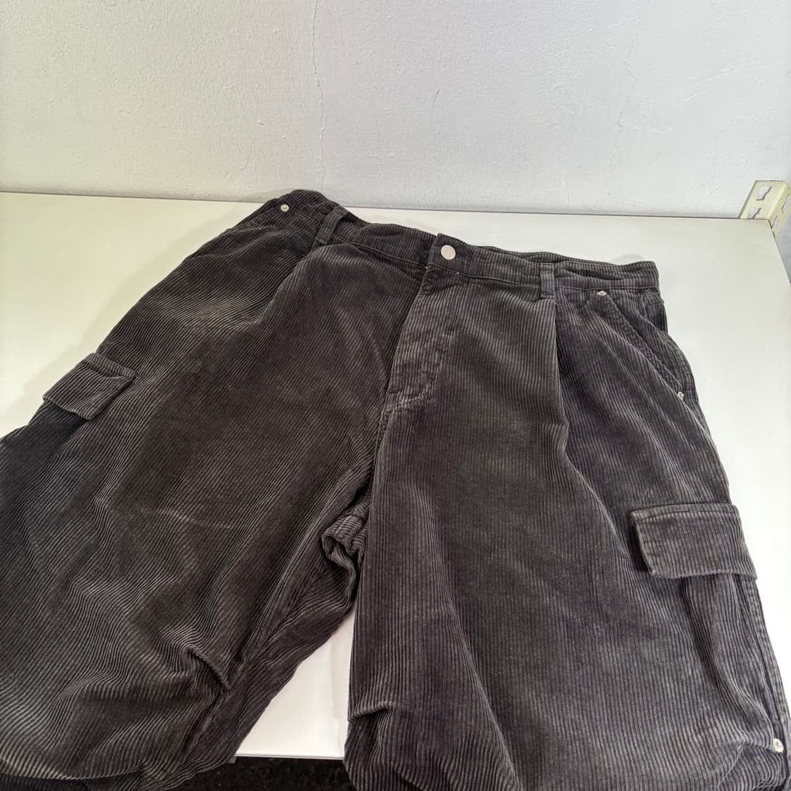 L-XL 어널로이드 먹색 와이드핏 카고 코듀로이팬츠 상품이미지1