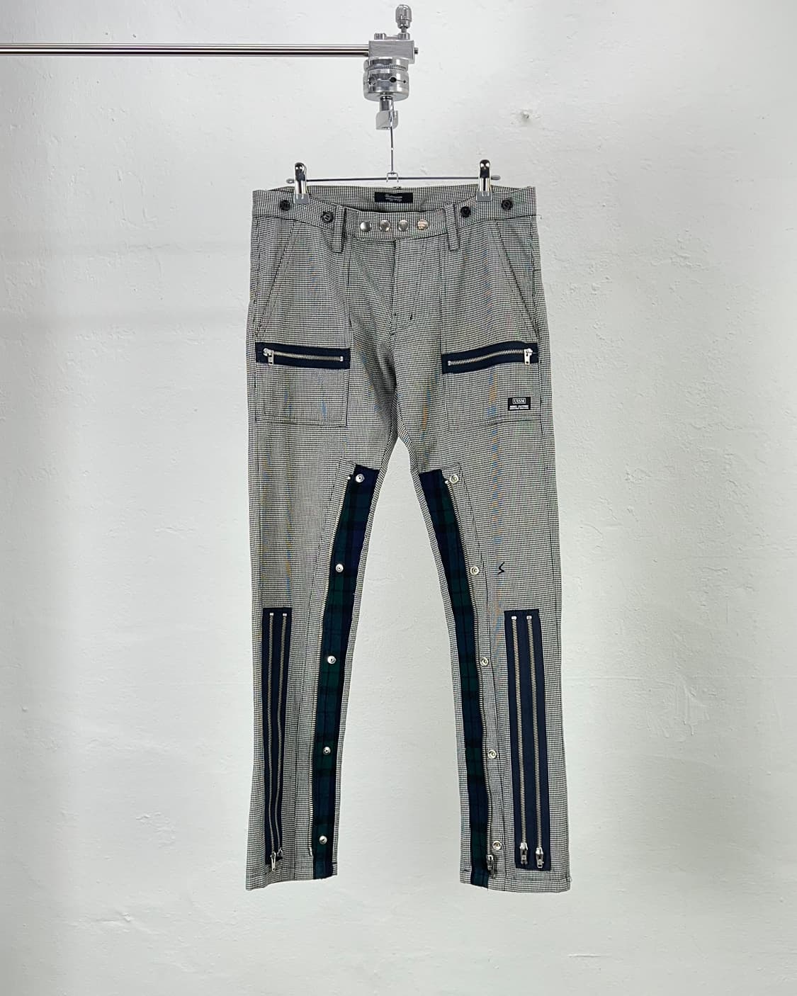 언더커버 08AW 기믹 멀티 지퍼 하운드 투스 트라우저 팬츠 상품이미지1