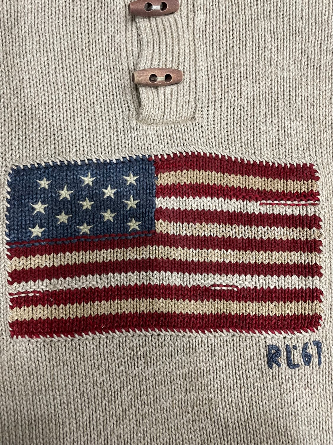 폴로 랄프로렌 베이지 토글 성조기 니트 스웨터 상품이미지5