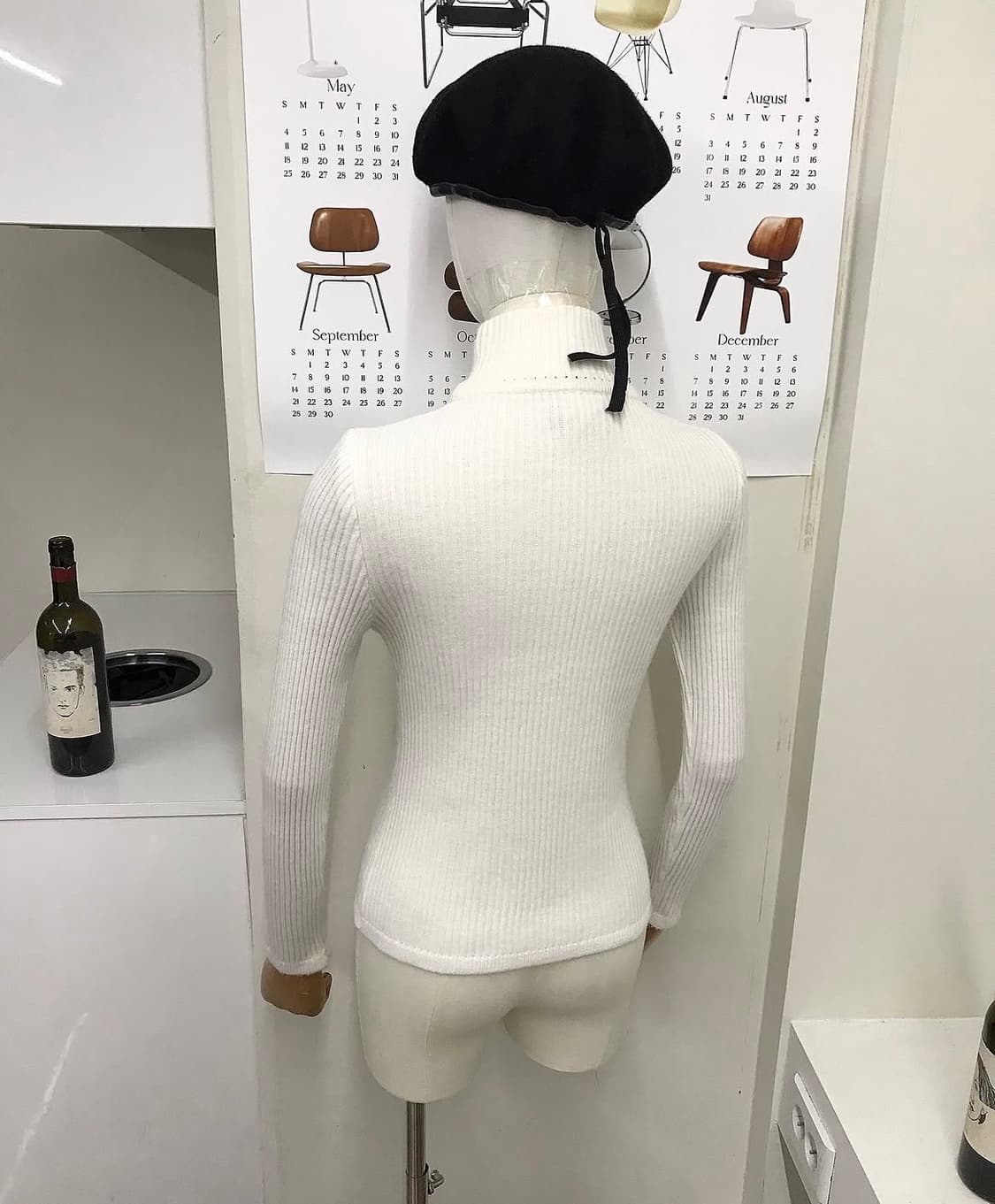 꾸레쥬 로고 모크넥 골지 니트 상품이미지8