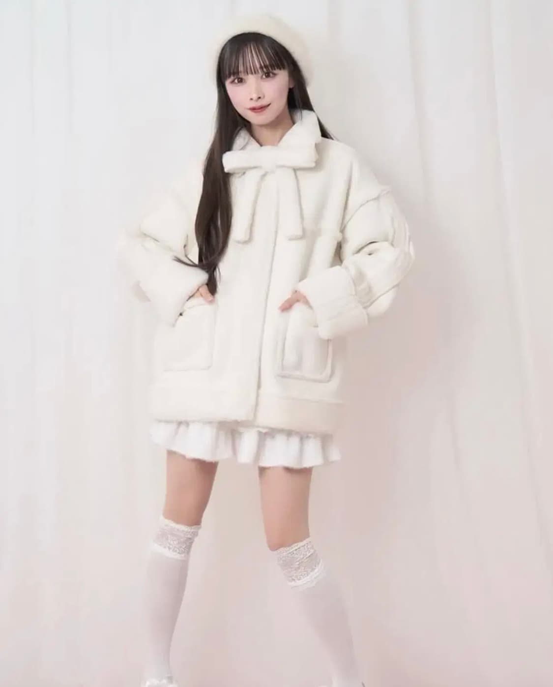 허니시나몬 리본 무스탕 / 양산형 양지뢰 지뢰계 걸리 모리 상품이미지2