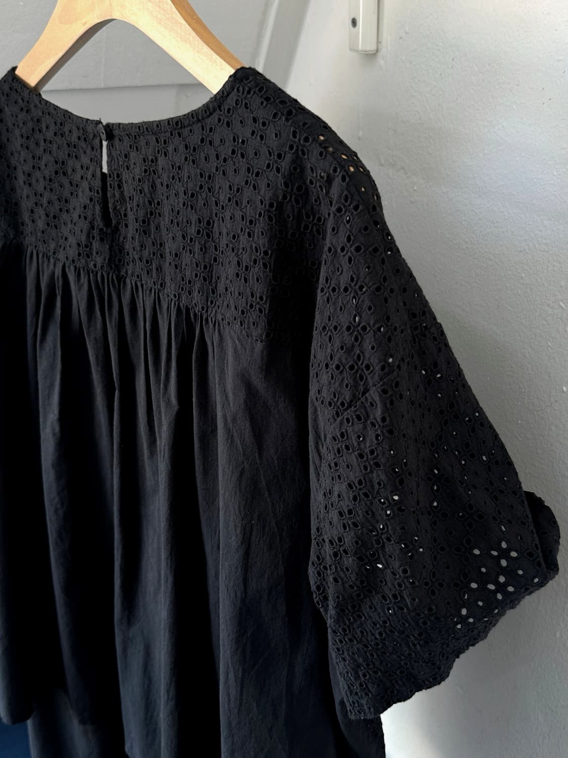 Wide silhouette panel cotton blouse shir 상품이미지5