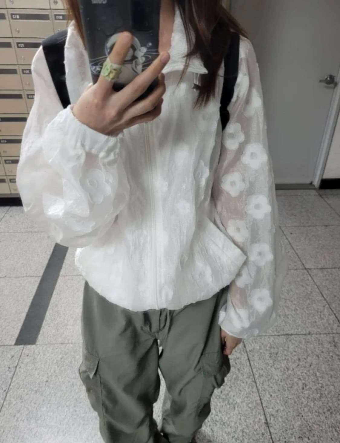 시스루 플라워 윈드브레이커 상품이미지2