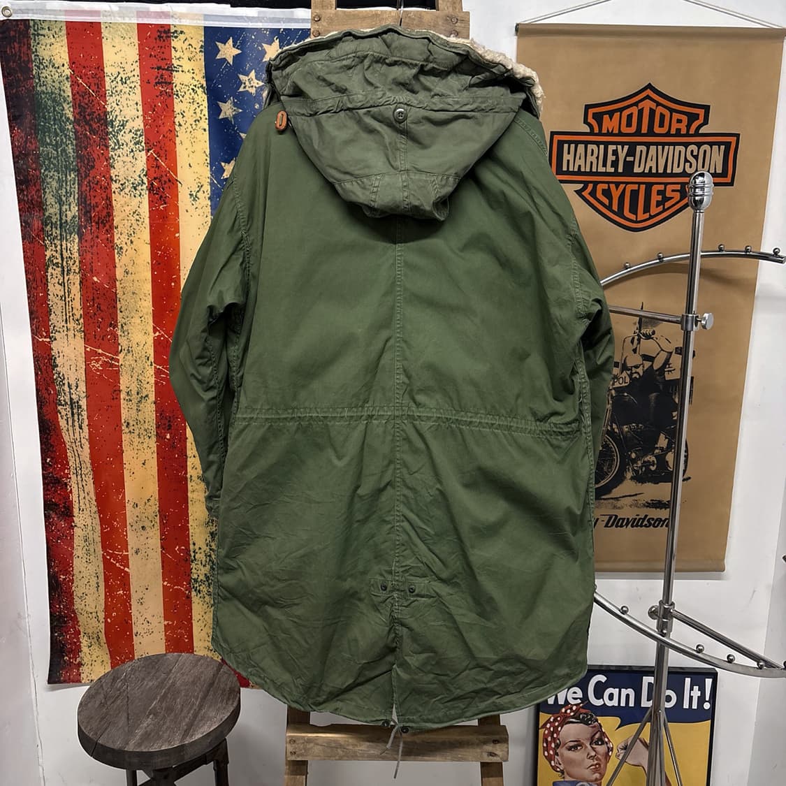 60s 오리지널 밀리터리 M-65 피쉬테일 파카 후드 황금사이즈 N491 상품이미지2