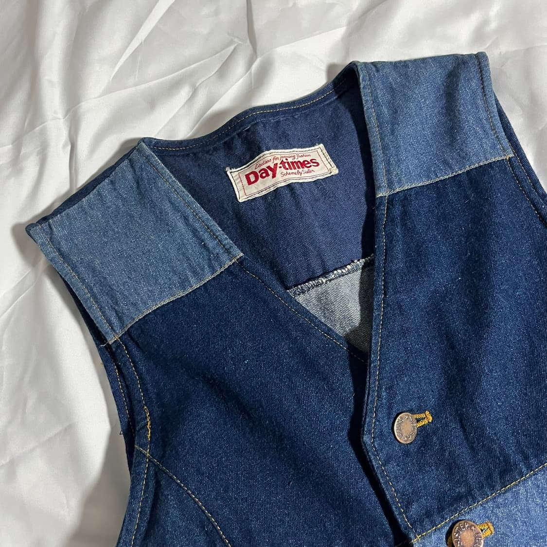 JPN . 일본빈티지 패치워크 데님 베스트 상품이미지3