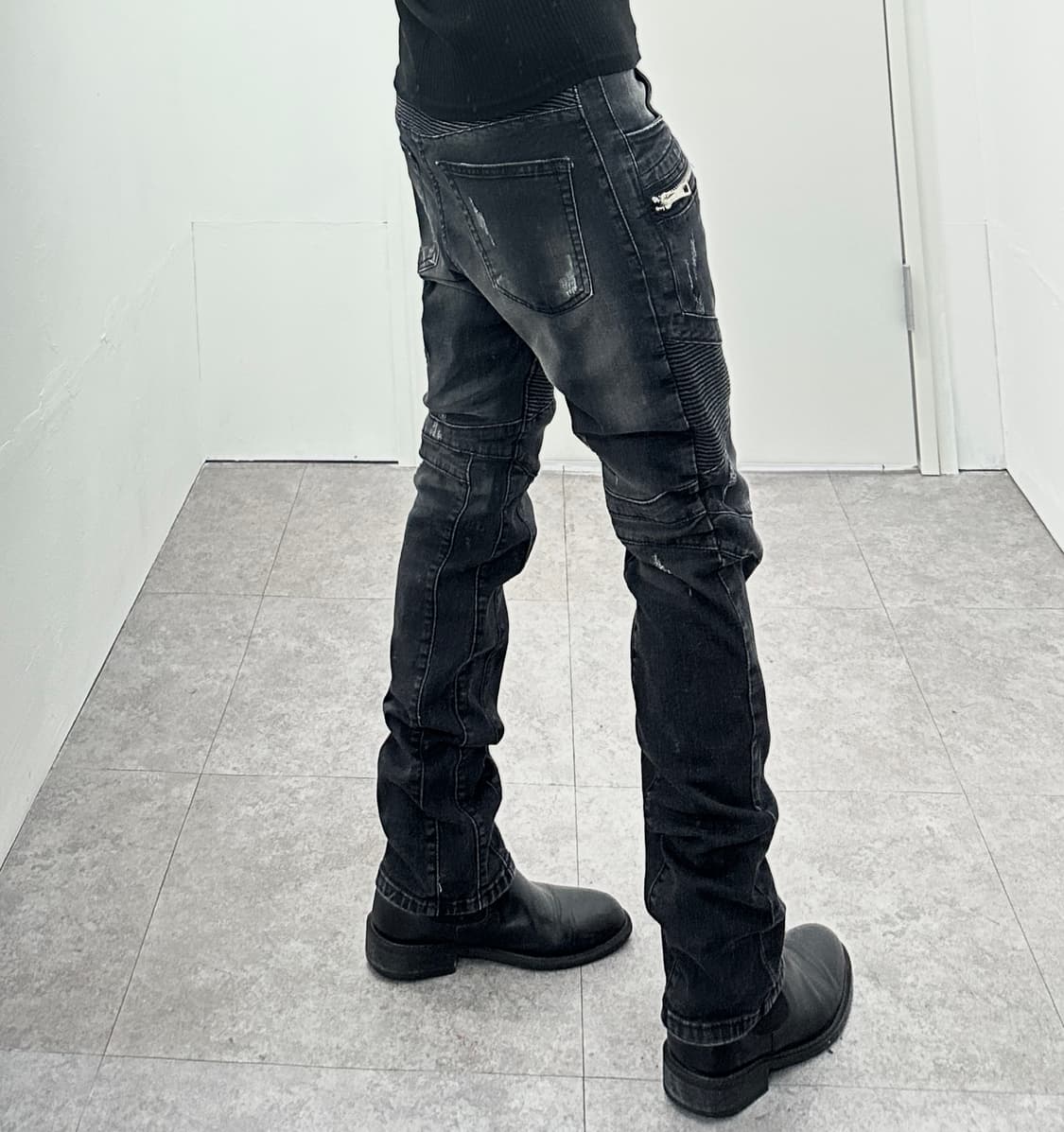 Vintage zipper detail biker jeans 상품이미지3