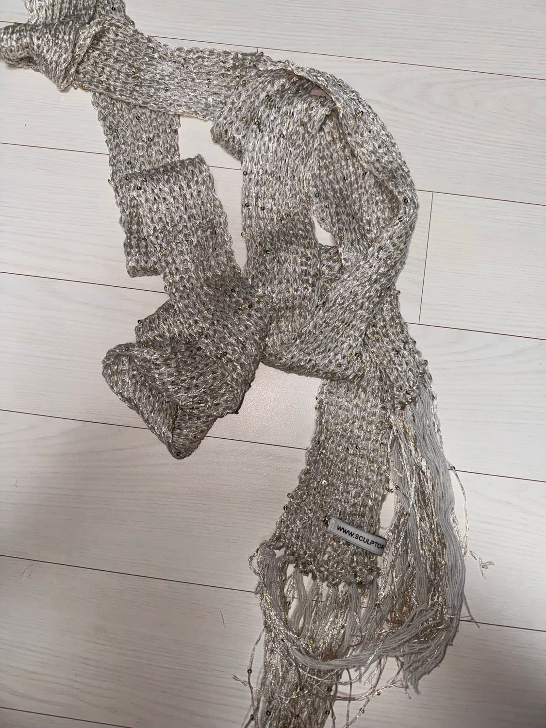 스컬프터 Skinny Sequin Scarf Silver  상품이미지5