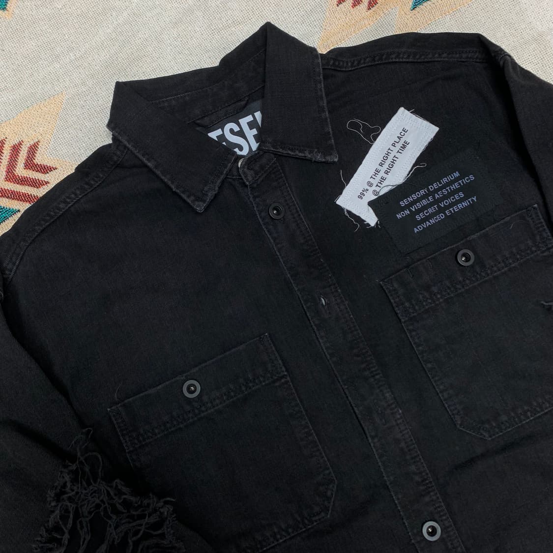 디젤 디스트레스드 오버사이즈 블랙 데님 셔츠 상품이미지1