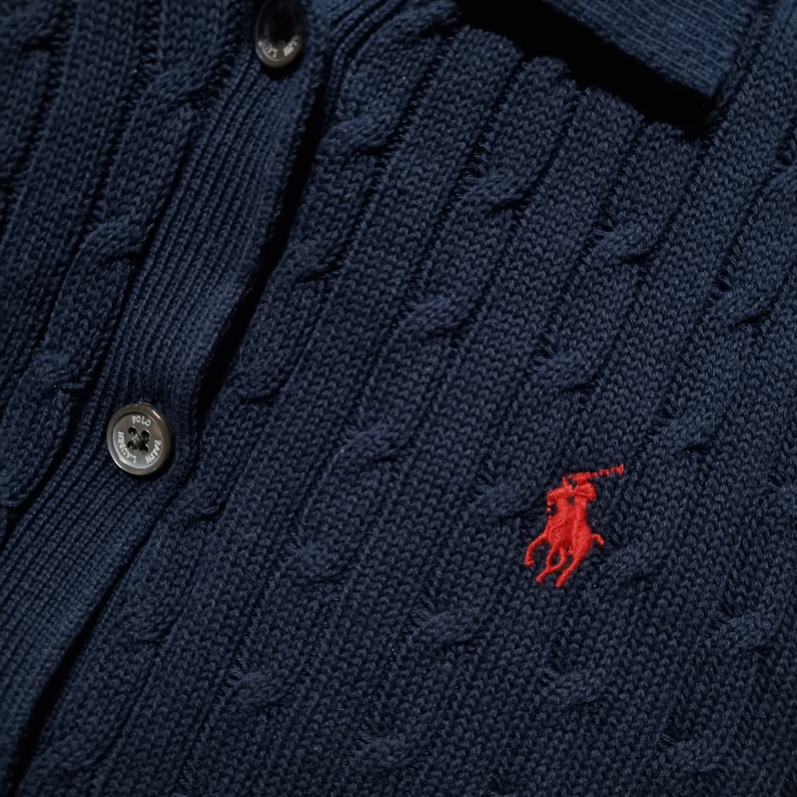 폴로 랄프로렌 피마코튼 네이비 카라 꽈베기 니트 가디건 s 상품이미지6
