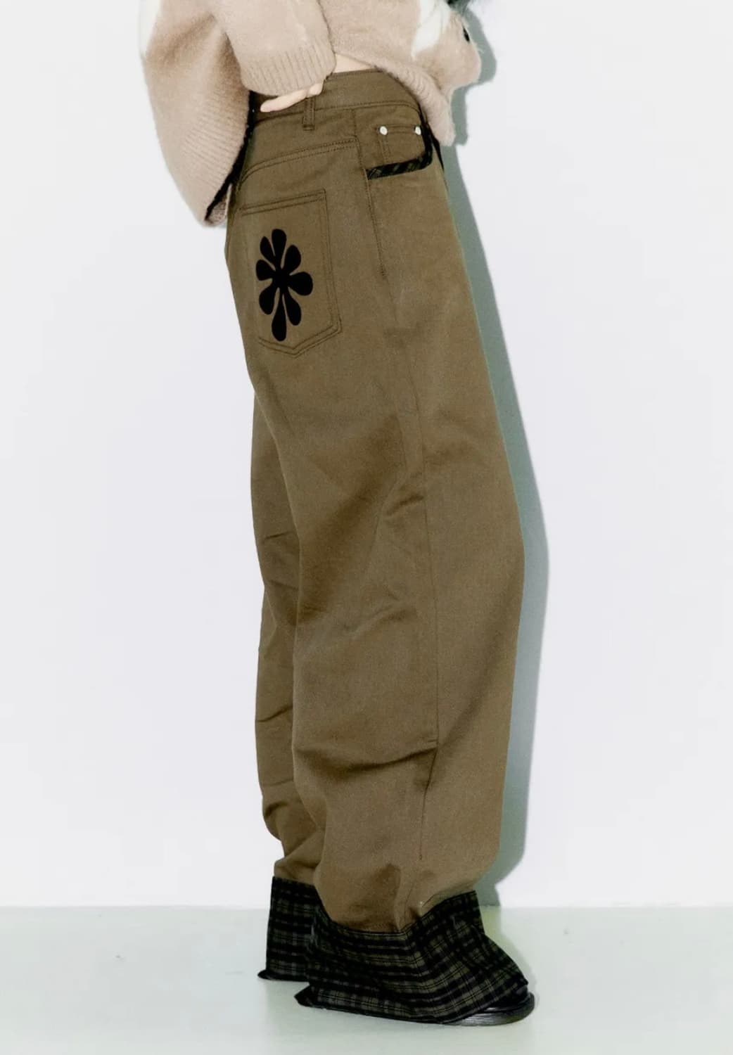 (새상품)오피쉬 체크 롤업팬츠 브라운 1 상품이미지3