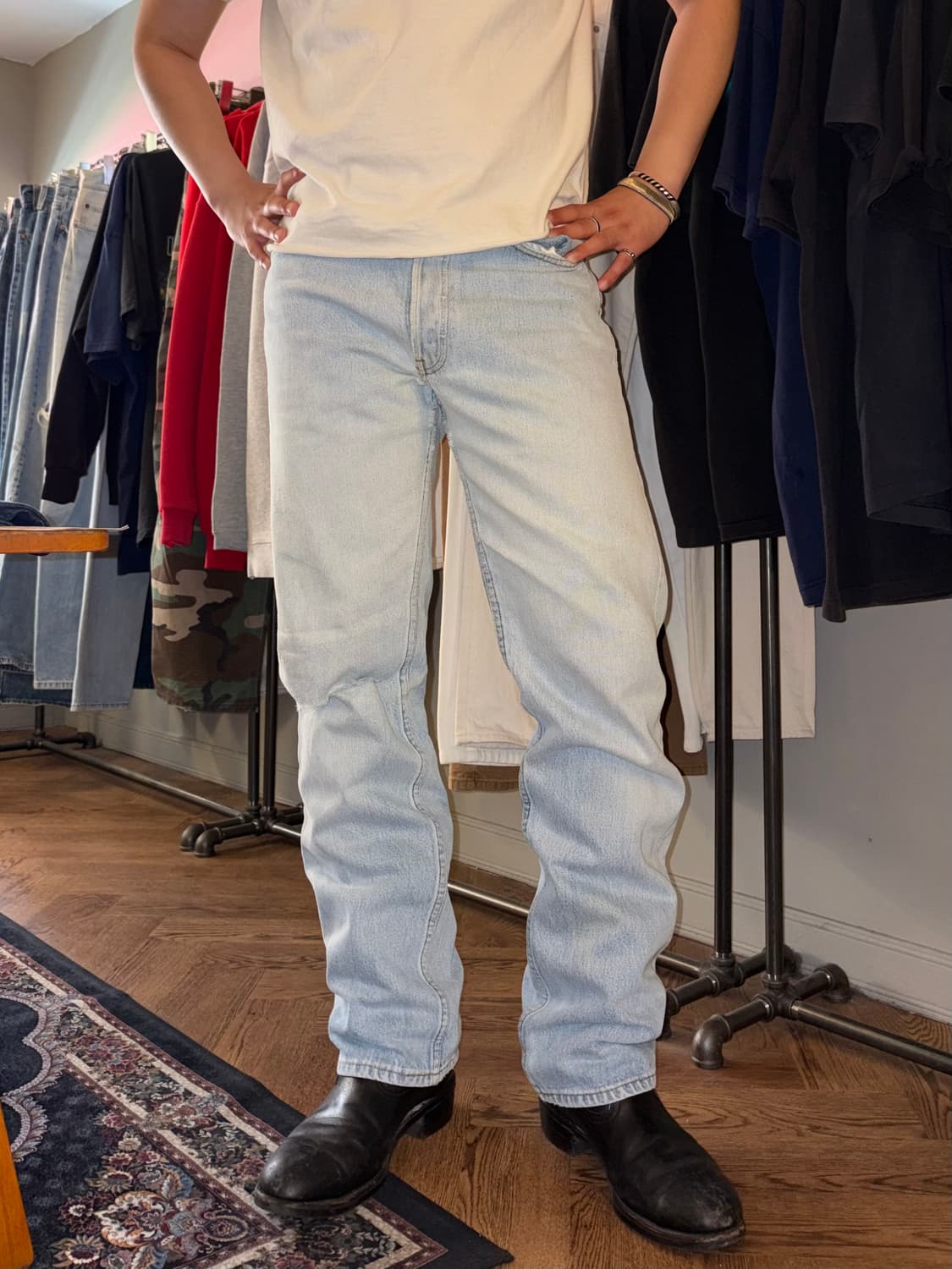 80’s Levi’s 501 USA denim hard washed pa 상품이미지2