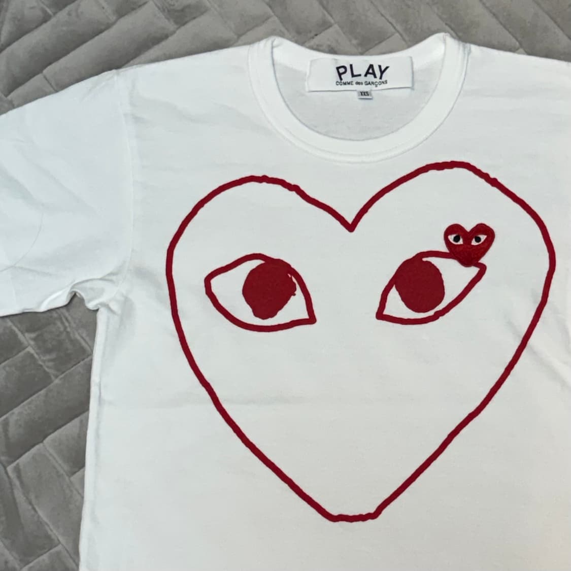 플레이 꼼데가르송 더블 하트 코튼 스트레이트 티셔츠 (xxs) 상품이미지2