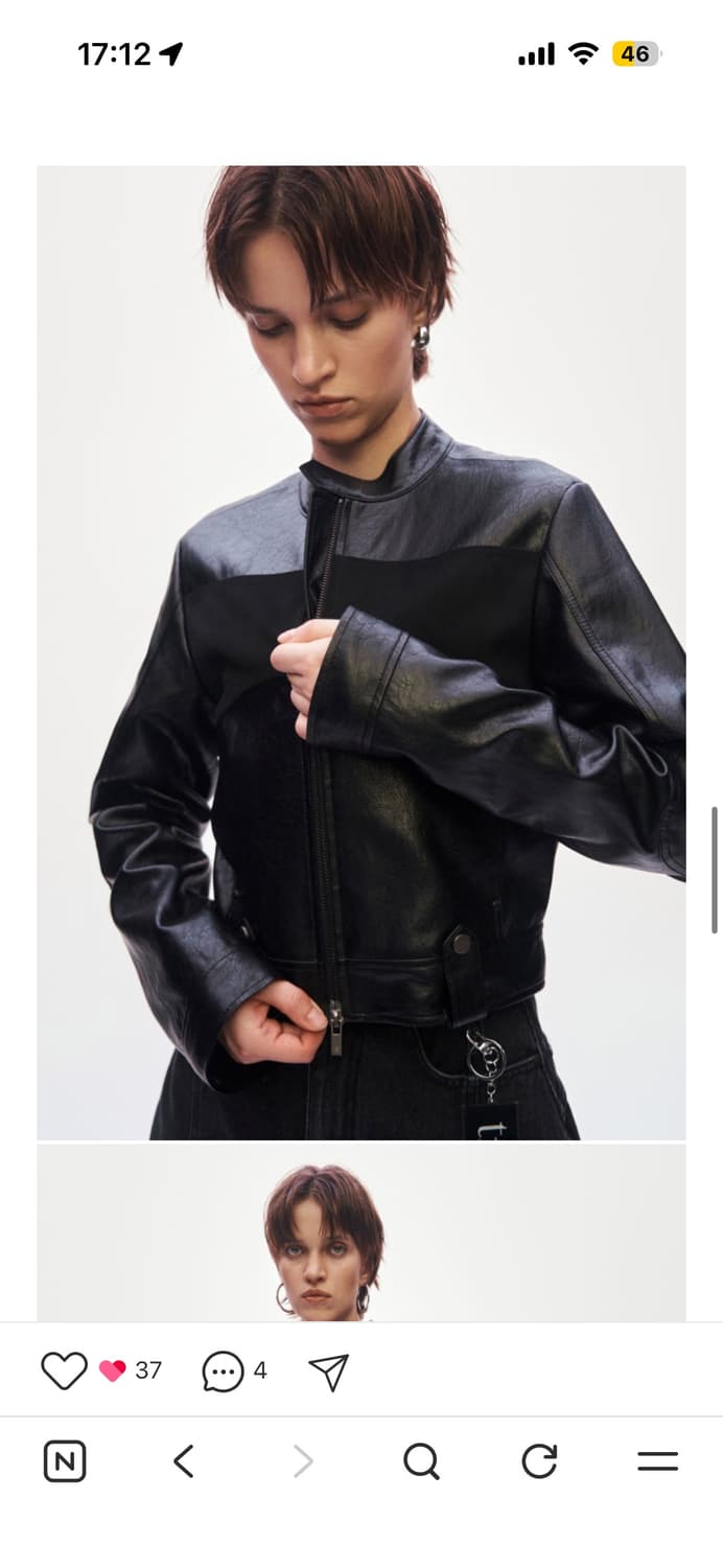 트리밍버드 크롭 바이크레더자켓 상품이미지1