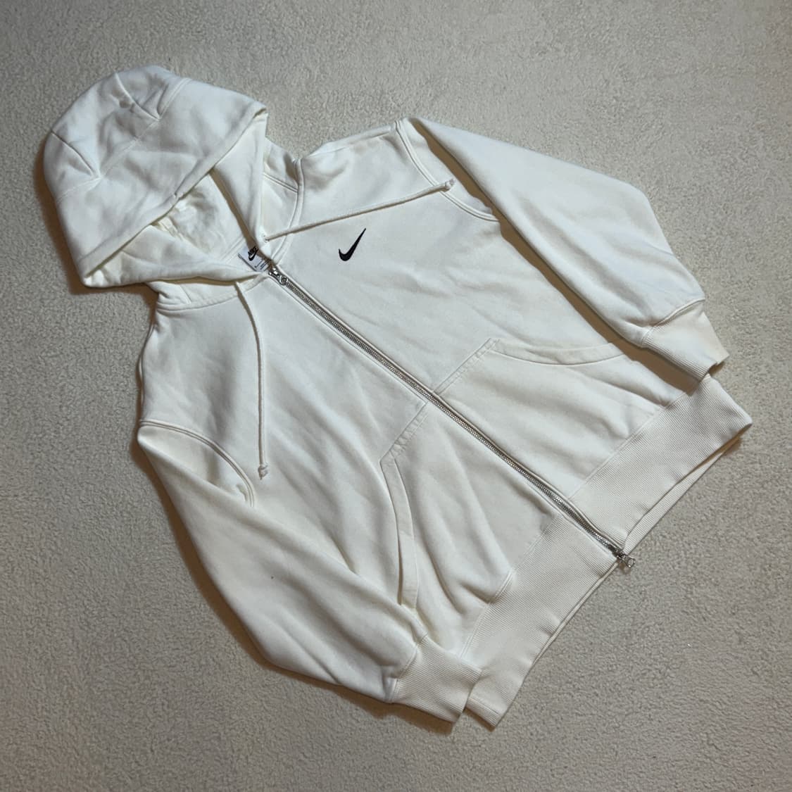 나이키 기모 화이트 후드집업 상품이미지1