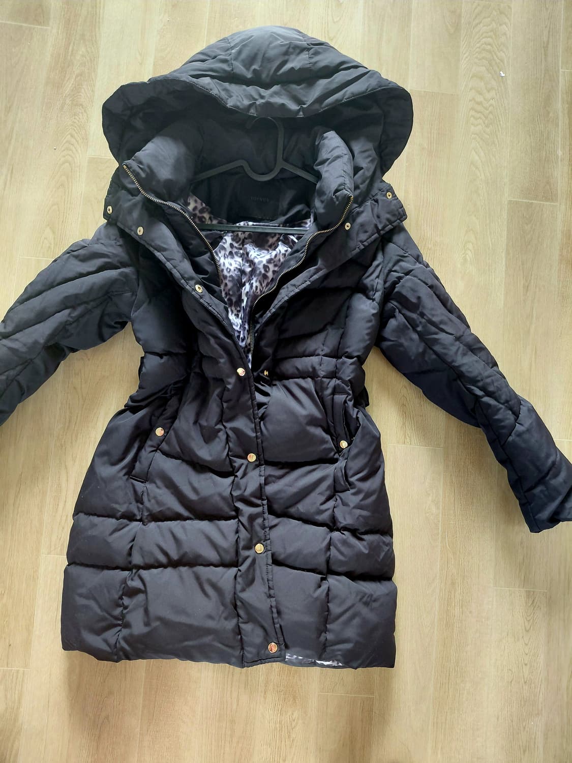 JOINUS 갸루 레오파드 안감 원피스형 패딩 상품이미지1