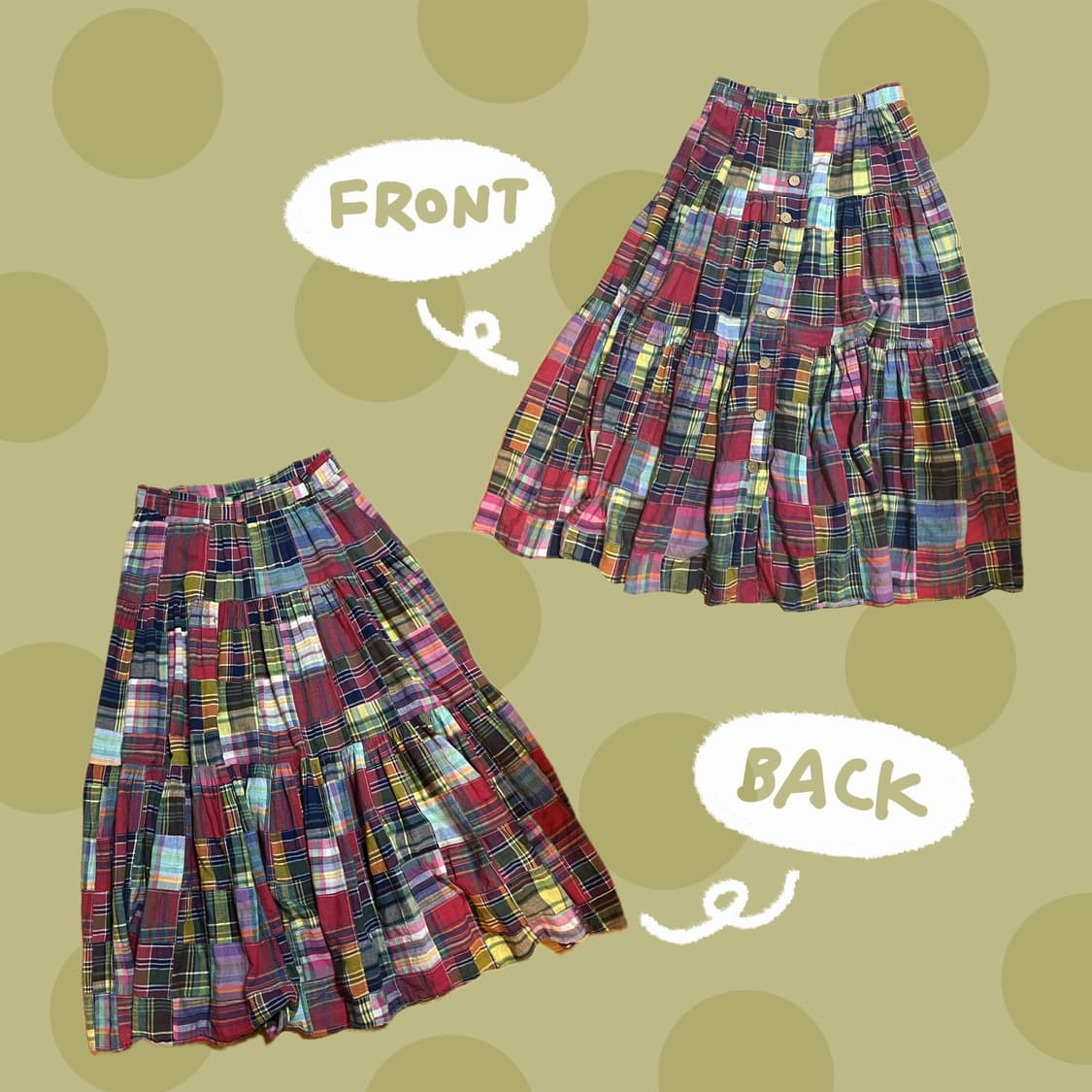 모리걸 핑크 패치워크 롱스커트 상품이미지2