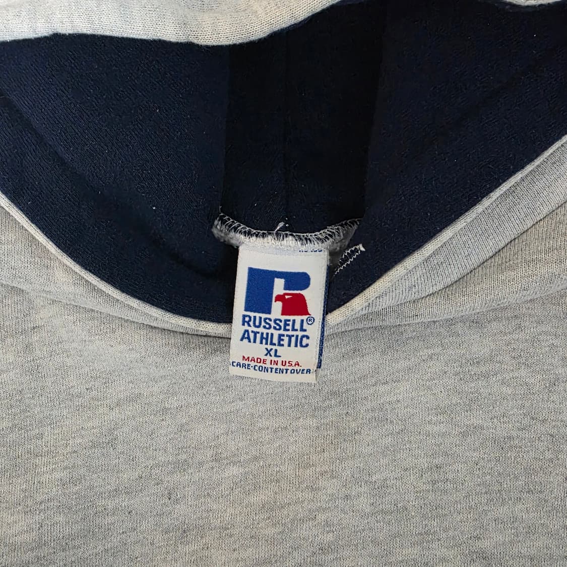 [XL] 90s 빈티지 러셀 애슬레틱 투톤 후드티 그레이/네이비 상품이미지8