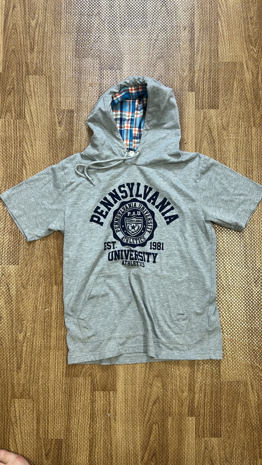 빈티지 체크 반팔 후드 상품이미지1