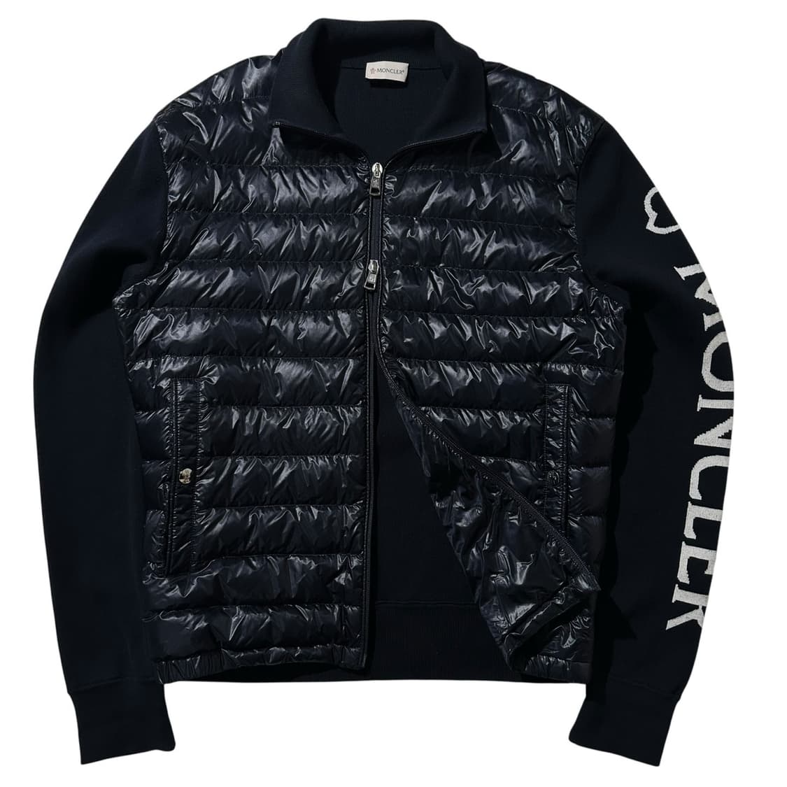 (매장판) 몽클레어 레터링 로고 니트 믹스 구스다운 패딩 상품이미지1