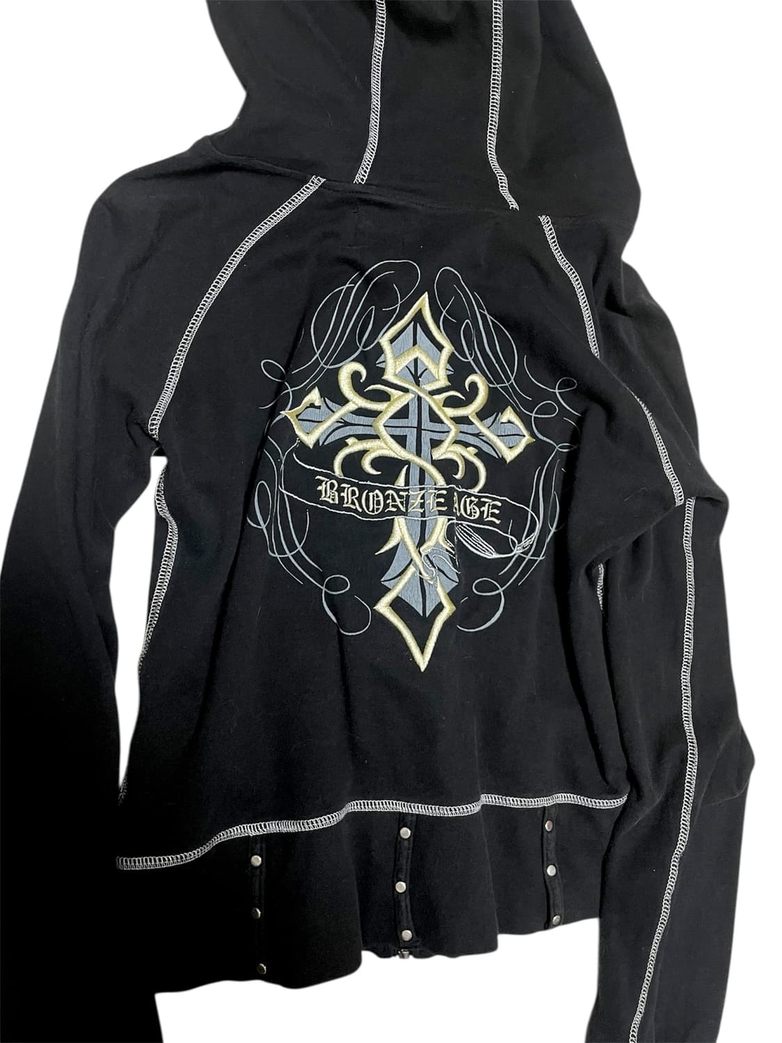 00s Vkei Cross hoodie 스터드십자가슬림후드집업핀터크롬깔 상품이미지7