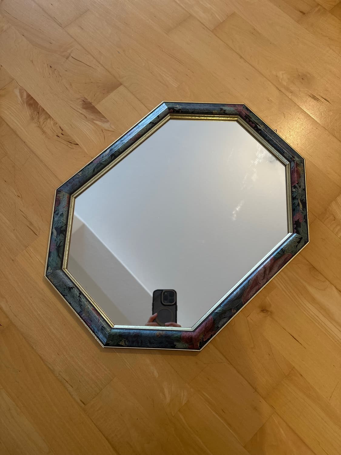 독일)빈티지 우드 꽃패턴 벽거울 상품이미지5