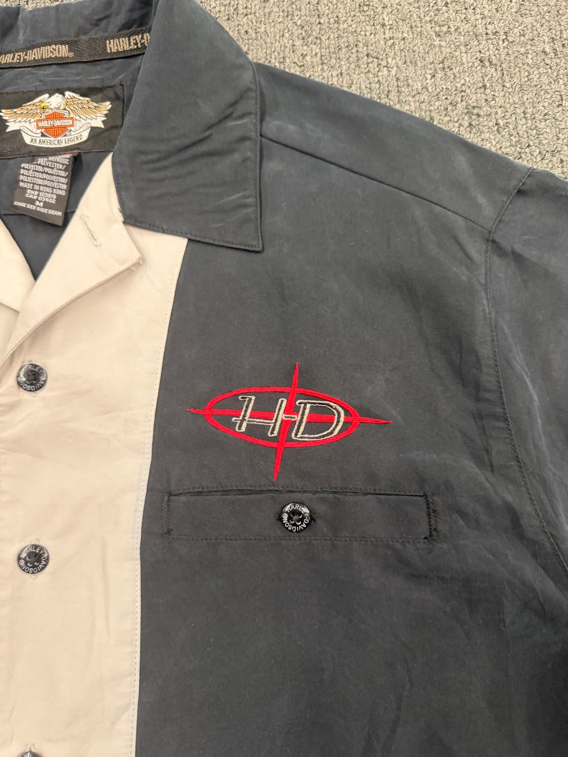 M) 할리데이비슨 빈티지 레이싱 컬러블록 반팔셔츠 상품이미지4