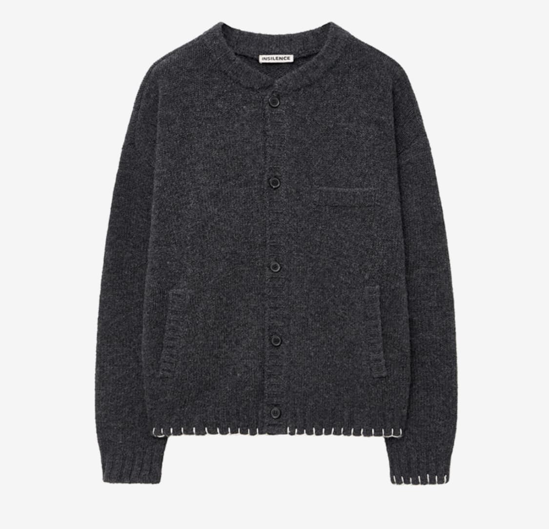 인사일런스 스티치 라운드넥 버튼 카디건 MELANGE CHARCOAL L 상품이미지1