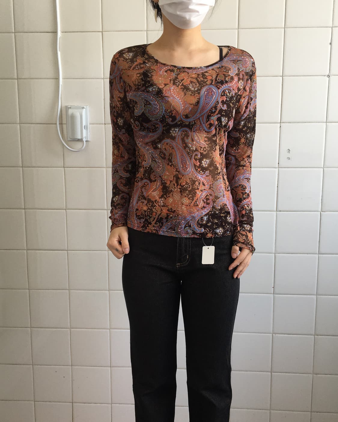 Paisley pattern mesh sleeve 상품이미지1