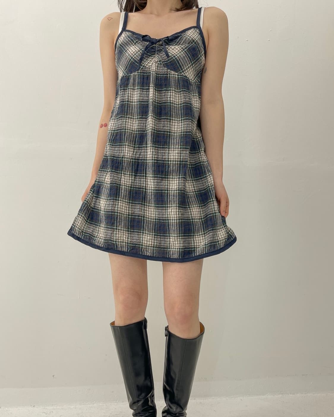 세컨드클로젯 체크 미니 원피스 상품이미지4