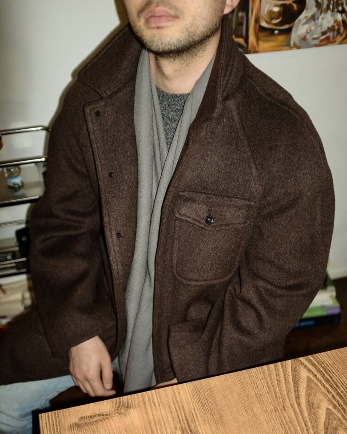 뗄라 멜튼 울 하프코트 상품이미지6