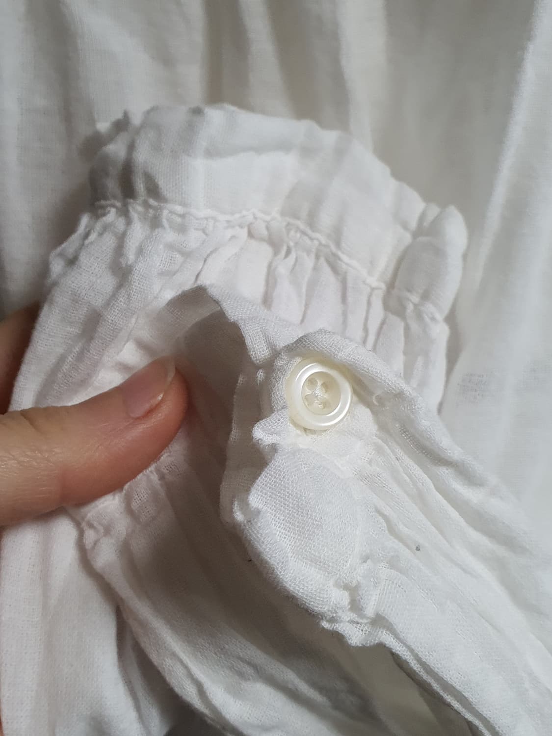 [일본빈티지] 화이트 프릴 넥 거즈면 블라우스 셔츠 상품이미지7