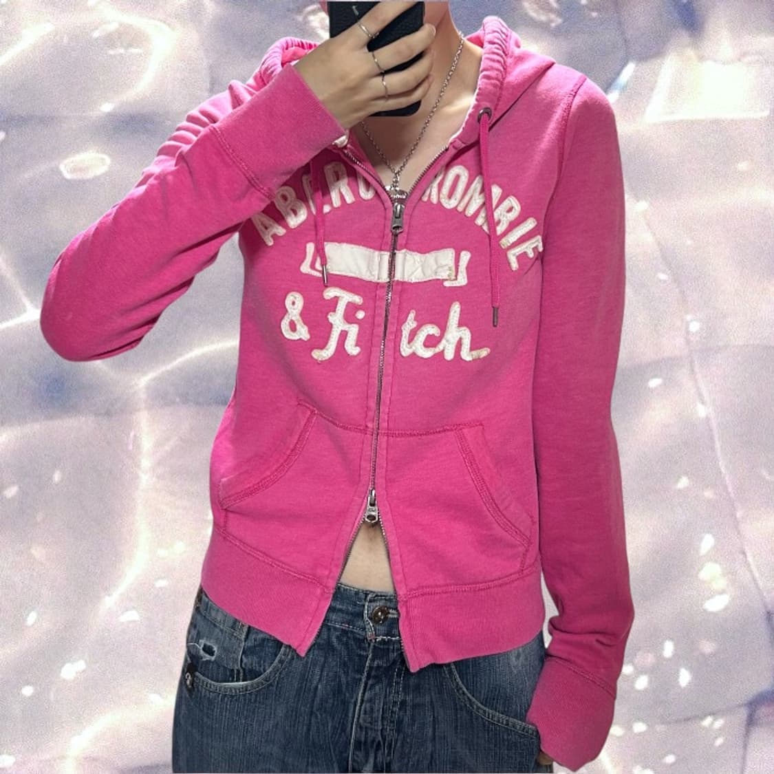 아베크롬비 y2k 기모 후드집업 핫핑크 M 상품이미지2