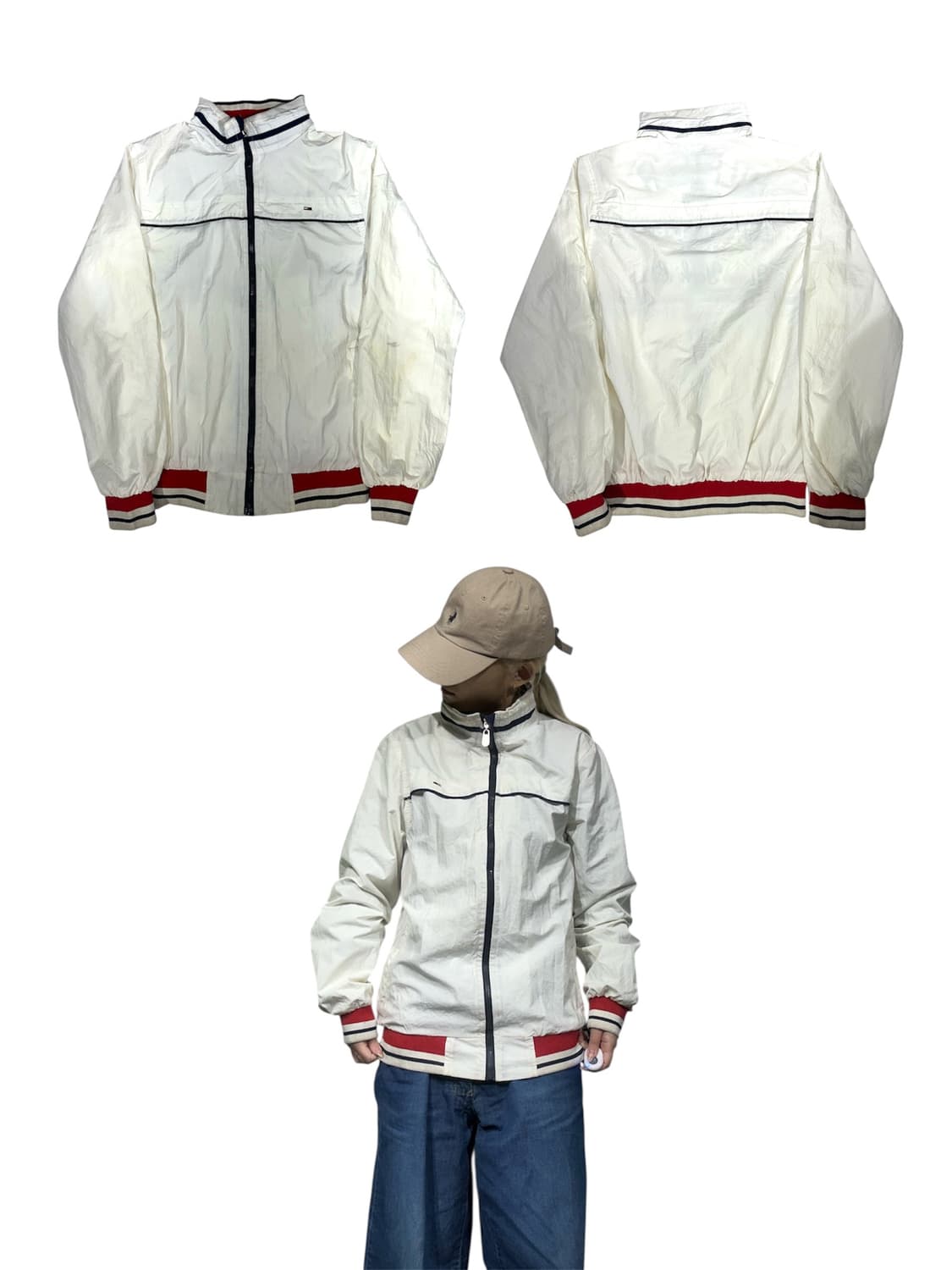 타미 힐피거 화이트 바람막이 자켓 S 상품이미지1