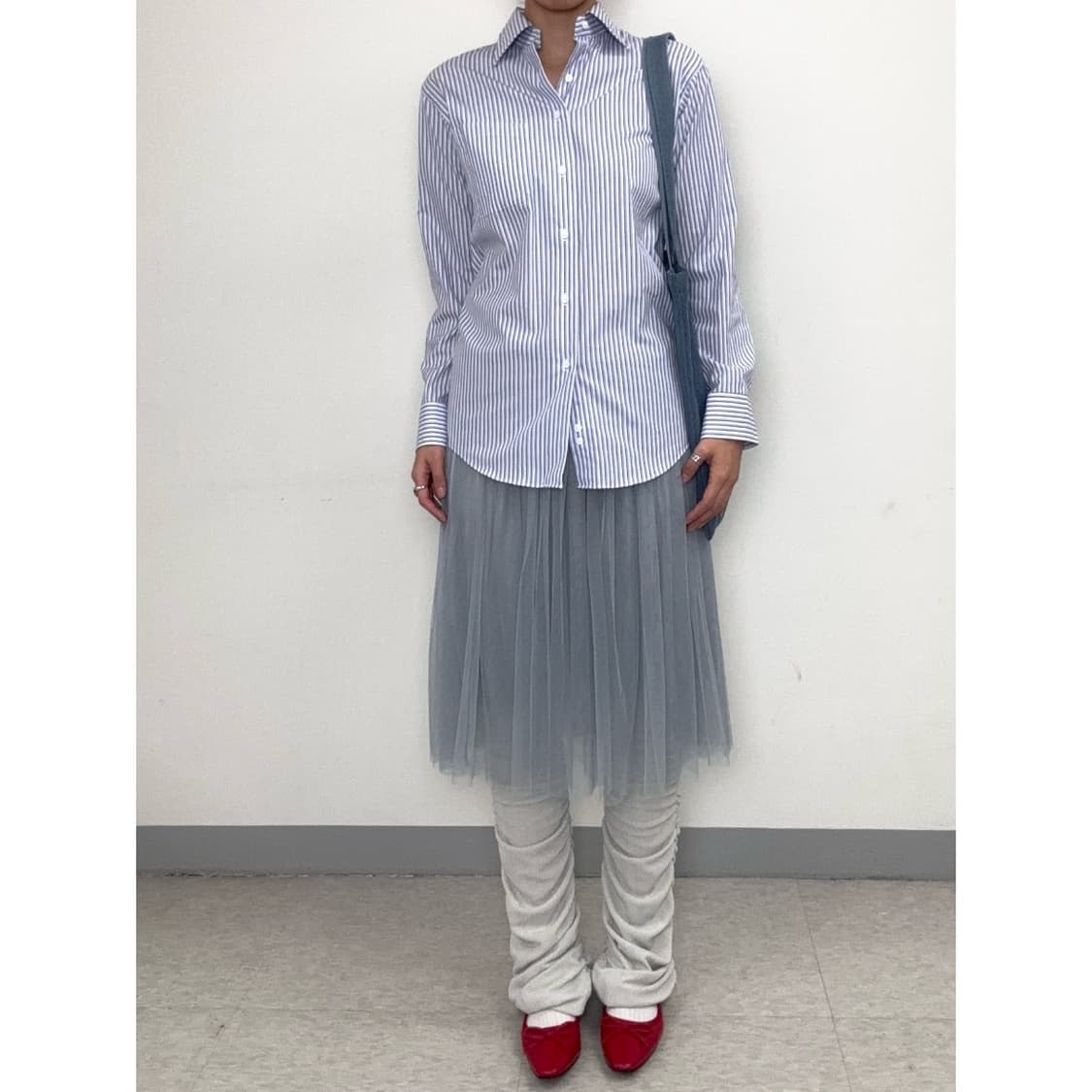 빈티지 블루 스트라이프 셔츠 상품이미지2