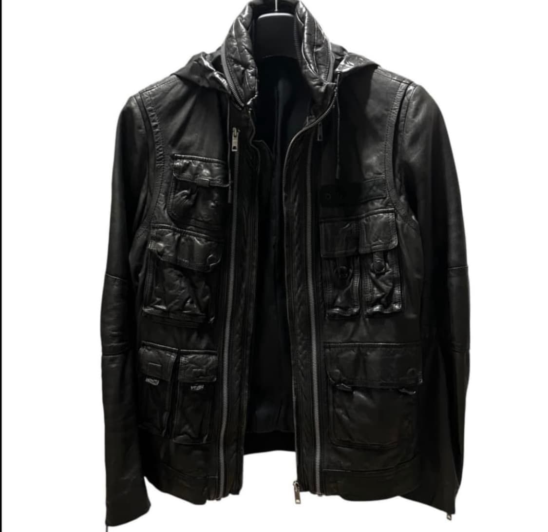 솔리드 옴므 멀티포켓 레더 자켓 블루종 상품이미지6