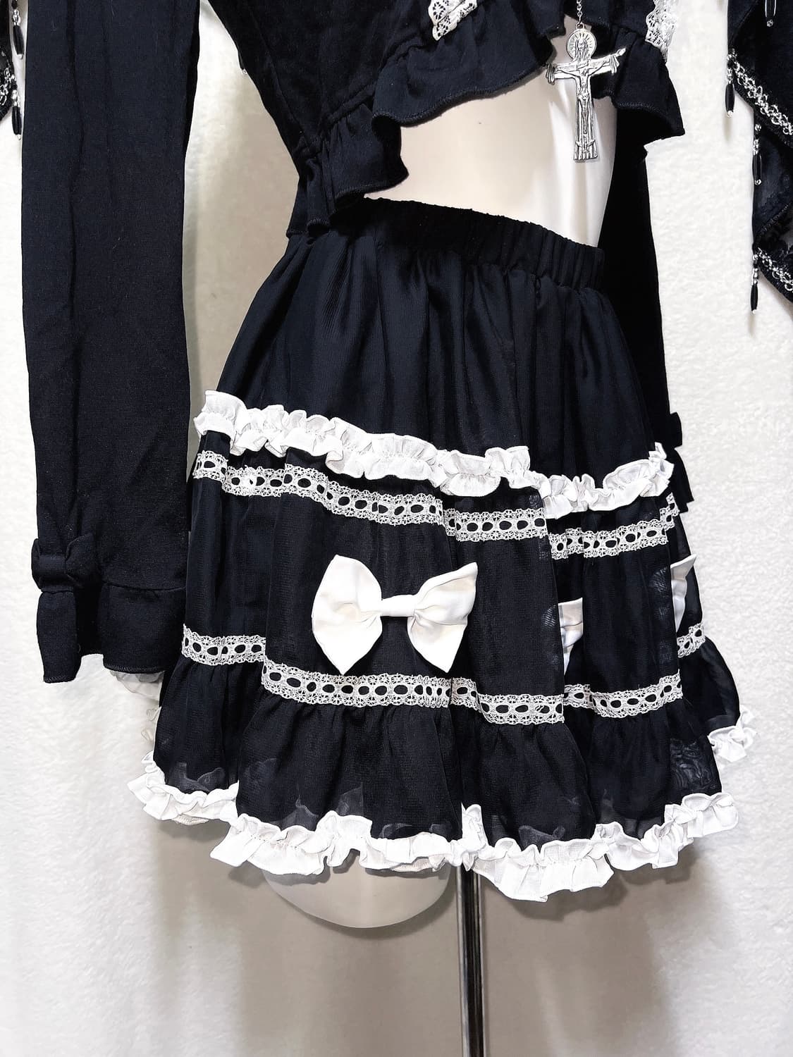디어리 로맨틱고딕 엔젤릭 고스로리 로걀 갸루 리본 프릴 큐롯스커트 핀터 상품이미지6