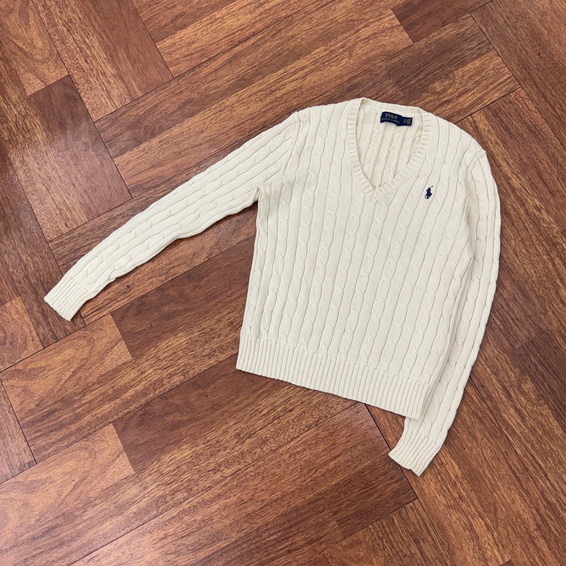 여성용  S 폴로 랄프로렌 케이블 브이넥 니트  상품이미지2
