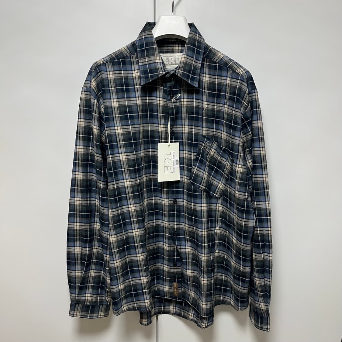 [M,L]이알엘 ERL 25fw BLUE PLAID 체크 셔츠 상품이미지3