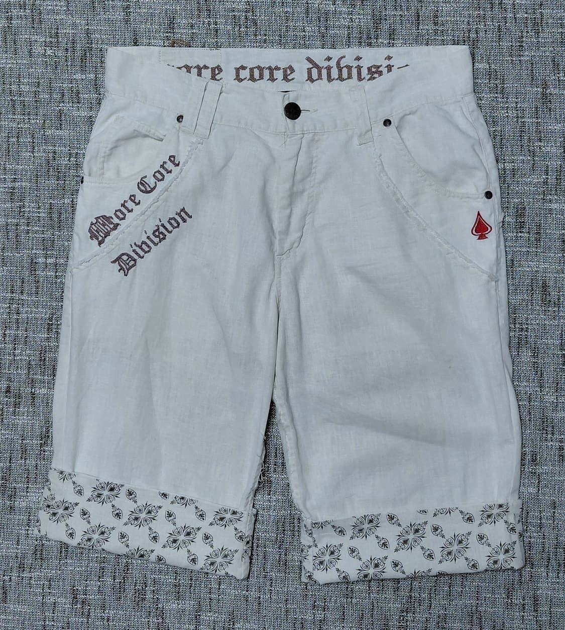 [L] MCD 고딕 자수 린넨 혼방 빈티지 크롭 팬츠 상품이미지2