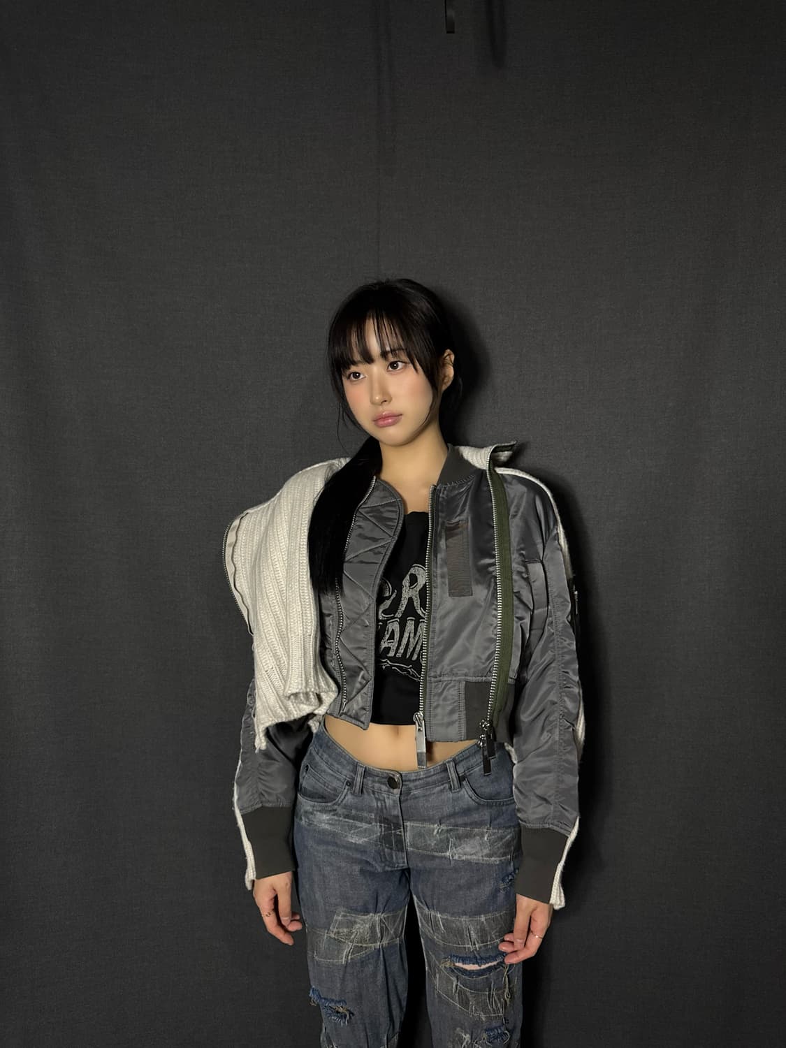 사카이 MX1 니트웨어 믹스 크롭자켓 상품이미지1