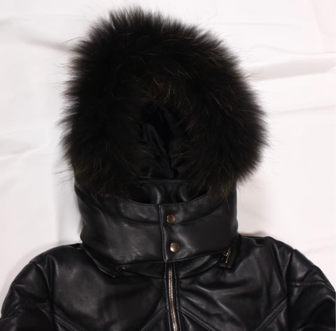 후드 레더 다운 자켓 상품이미지3