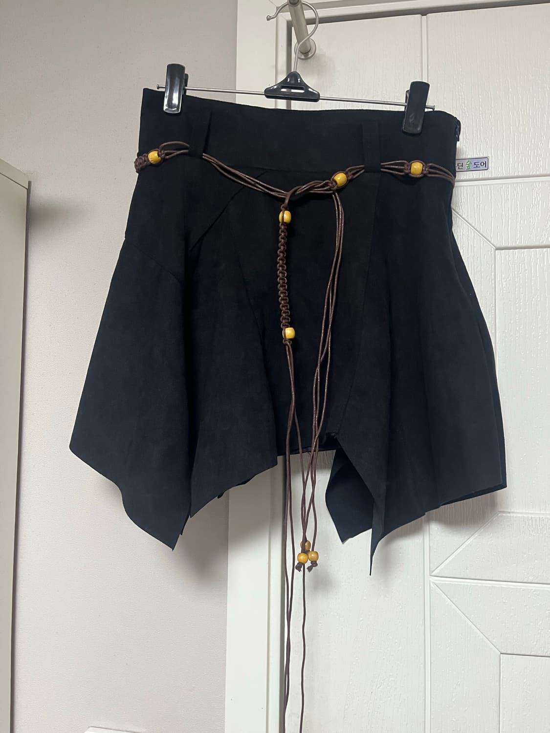 빈티지 탄야 스웨이드 조각 스커트 블랙 상품이미지1