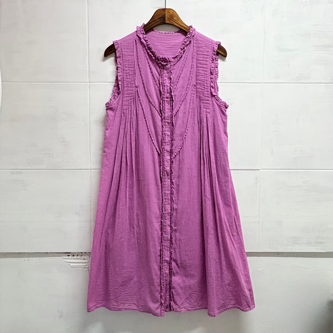 Ray Beams 핑크 레이스 프릴 코튼 원피스 JPN 상품이미지1